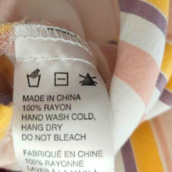 Paper‎ Crane Womens Medium Button Cropped Shirt Boxy Striped Pastel Retro Flowy - Picture 7 of 8